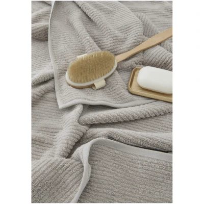 hessnatur Frottier Handtuch Rippstruktur aus Bio-Baumwolle - beige - Größe 100x180 cm