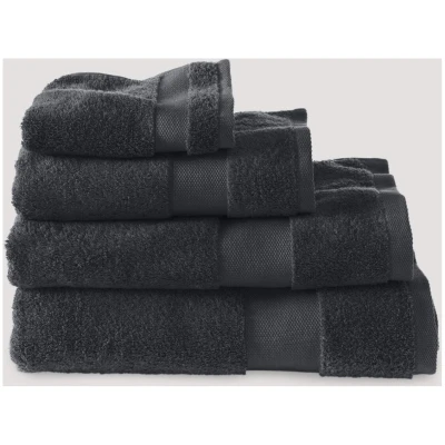 hessnatur Frottier Handtuch aus Bio-Baumwolle - schwarz - Größe 100x180 cm