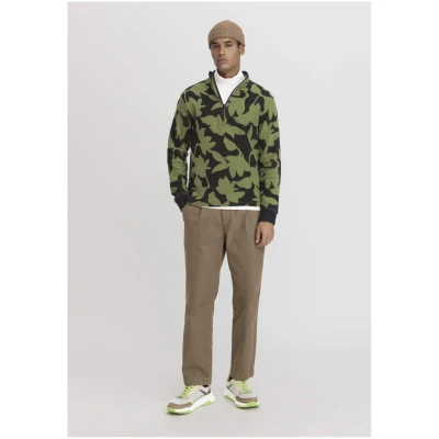 hessnatur Herren Fleece Troyer Relaxed aus Bio-Baumwolle - grün - Größe 48
