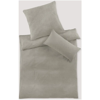 hessnatur Musselin Bettwäsche-Set aus Bio-Baumwolle - beige - Größe 240x220 / 2x40x80 cm