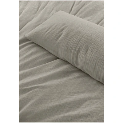 hessnatur Musselin Bettwäsche-Set aus Bio-Baumwolle - beige - Größe 240x220 / 2x40x80 cm