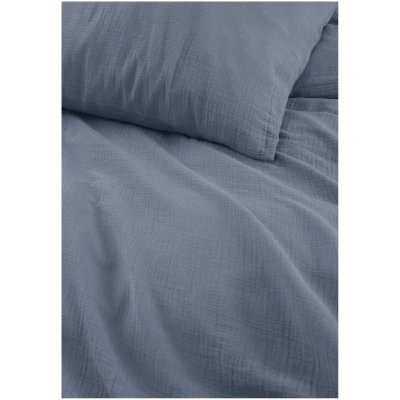 hessnatur Musselin Bettwäsche-Set aus Bio-Baumwolle - blau - Größe 135x200 / 40x80 cm