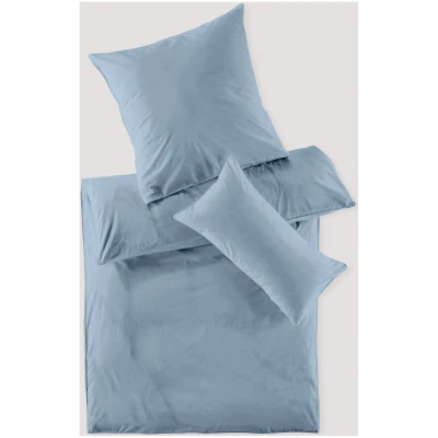 hessnatur Perkal Bettwäsche-Set aus Bio-Baumwolle - blau - Größe 135x200 / 40x80 cm