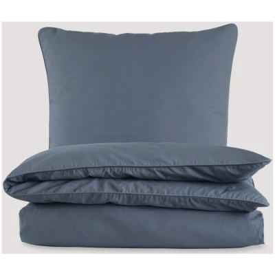 hessnatur Perkal Bettwäsche-Set aus Bio-Baumwolle - blau - Größe 155x220 / 40x80 cm