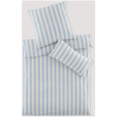 hessnatur Renforcé Bettwäsche-Set CANNES aus Bio-Baumwolle - blau - Größe 135x200 / 40x80 cm