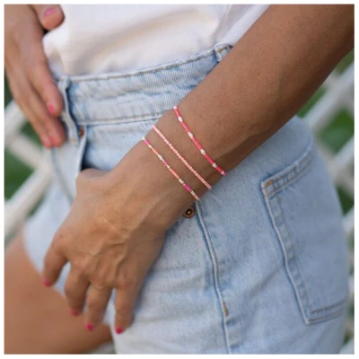juni Sommer Perlenarmband "Pearl" in neon pink, lila, gelb oder golden