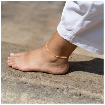 juni Sommer Set Apricot- Perlenarmband und Fusskette