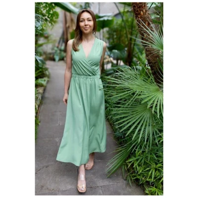 we samay V-Neck Kleid Olive EcoVero