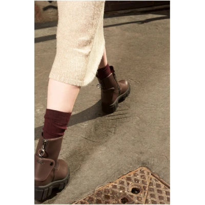 AGAZI Damen vegan 2in1 Stiefel Kama Veganes Ã-ko-Leder Schokoladenbraun