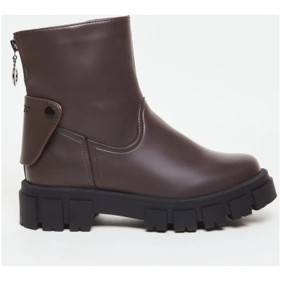 AGAZI Damen vegan 2in1 Stiefel Kama Veganes Ã-ko-Leder Schokoladenbraun