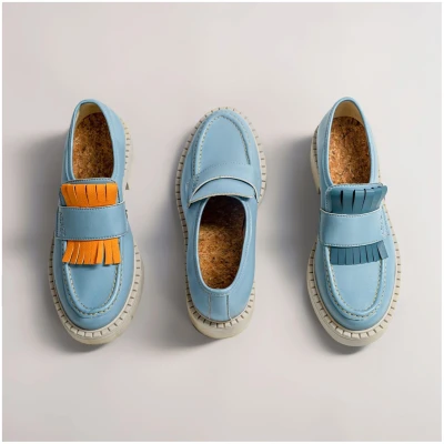 AGAZI Damen vegan 3 In 1 Loafers Diane Himmelblau
