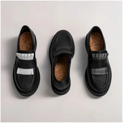 AGAZI Damen vegan 3 In 1 Loafers Diane Schwarz