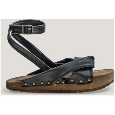 AGAZI Damen vegan Sandalen Werden Sie In Form Gebracht! Veganes Ã-ko-Leder Schwarz