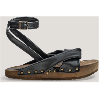 AGAZI Damen vegan Sandalen Werden Sie In Form Gebracht! Veganes Ã-ko-Leder Schwarz