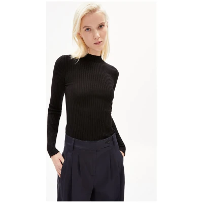ARMEDANGELS Damen vegan Gerippter Pullover Alaania Schwarz