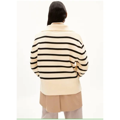 ARMEDANGELS Damen vegan Pullover Frejiaas Streifen Weiß