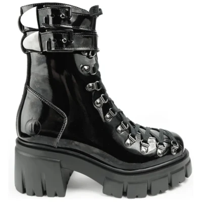 Altercore Damen vegan Stiefel Chloe Ii Schwarz Lack
