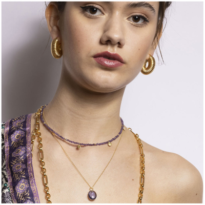 Amadeus Damen vegan Halskette Eden Goldkette Mit Amethyst-AnhÃ¤nger