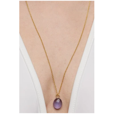 Amadeus Damen vegan Halskette Eden Goldkette Mit Amethyst-AnhÃ¤nger