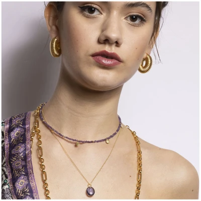 Amadeus Damen vegan Halskette Eden Goldkette Mit Amethyst-AnhÃ¤nger