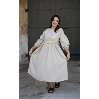 Amber Linen Damen vegan Kleid Verona Pale Sand