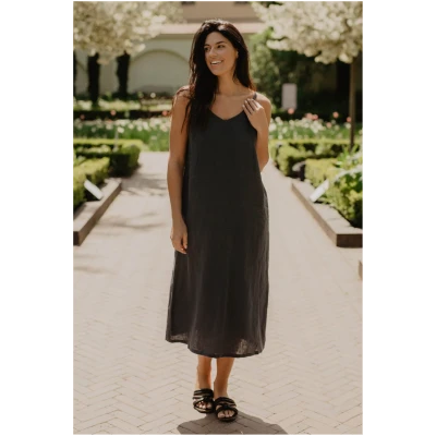 AmourLinen Damen vegan Kleid Jakarta Anthrazit