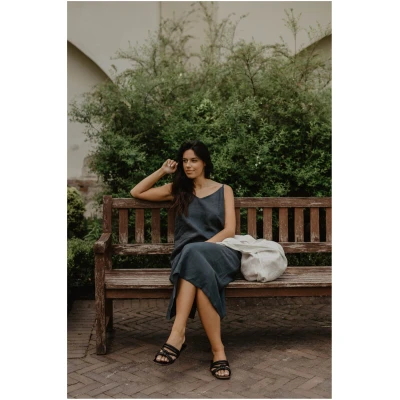 AmourLinen Damen vegan Kleid Jakarta Anthrazit