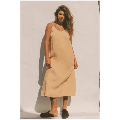 AmourLinen Damen vegan Kleid Jakarta Senf