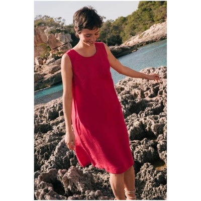AmourLinen Damen vegan Kleid Norah Viva Magenta
