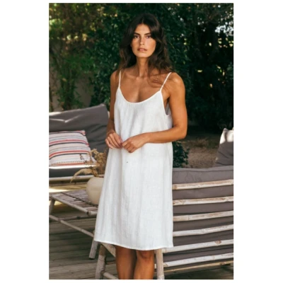 AmourLinen Damen vegan Nachthemd Dreamy White