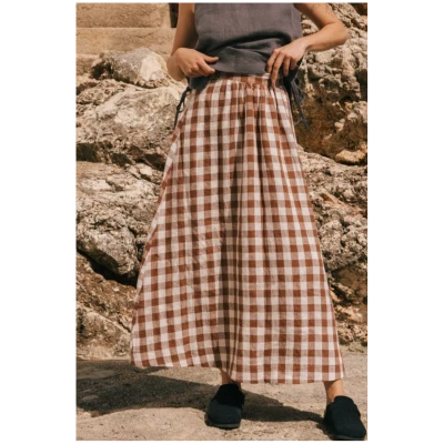 AmourLinen Damen vegan Rock Mona Mocha Gingham