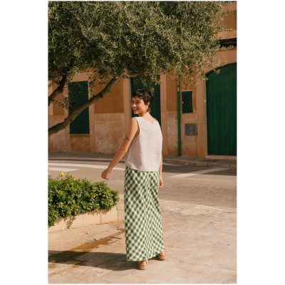AmourLinen Damen vegan Rock Slip Ciara GrÃ¼n Gingham