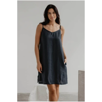 AmourLinen Damen vegan Slip Dress Zoe Charcoal