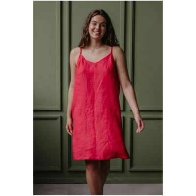 AmourLinen Damen vegan Slip Dress Zoe Viva Magenta