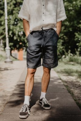 AmourLinen Herren vegan Shorts Classic Hermes Anthrazit
