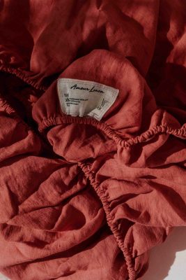 AmourLinen unisex vegan Spannbetttuch Terrakotta