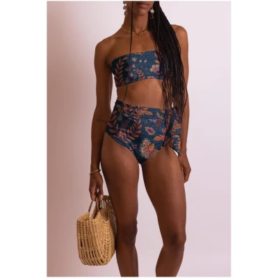 Averie Damen vegan Bikini Krawatte Halley Flowery Print Auf Kobaltblau