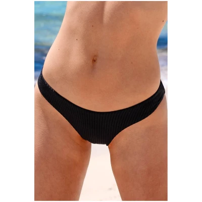 Averie Damen vegan Bikiniunterteil Cheeky Rise Ribbed Schwarz