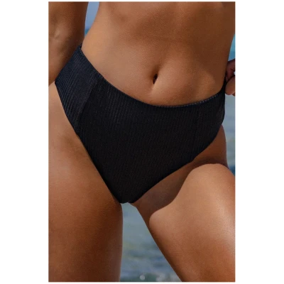 Averie Damen vegan Bikiniunterteil Finley Gerippt Schwarz
