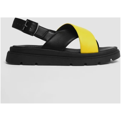 BOHEMA Damen vegan Sandalen Glare Lemon Schwarz/Gelb