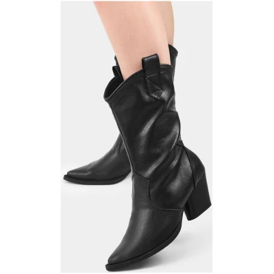 BOHEMA Damen vegan Sleeky Cowboy Stiefel Schwarz