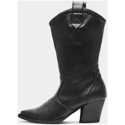BOHEMA Damen vegan Sleeky Cowboy Stiefel Schwarz