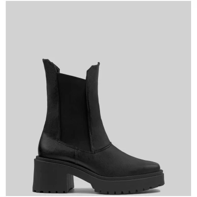 BOHEMA Damen vegan Squared Chelsea Boots Schwarz