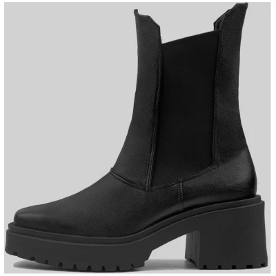 BOHEMA Damen vegan Squared Chelsea Boots Schwarz