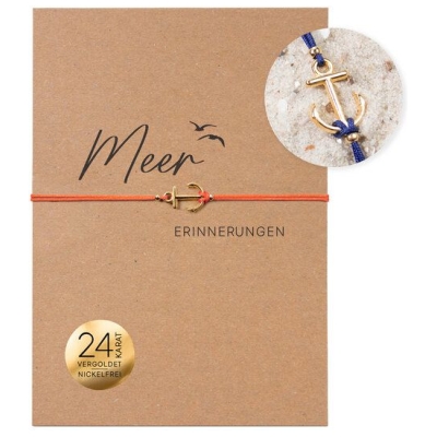 Bow & Hummingbird Armband auf Karte - Anker - Meer-Erinnerungen