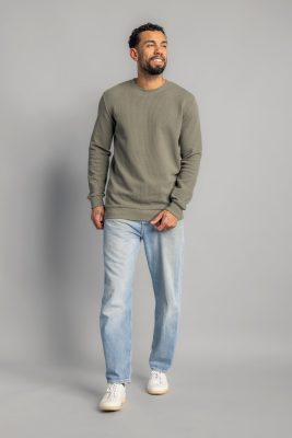 DIRTS Herren vegan Longsleeve WaffelpiquÃ© Dusty Olive