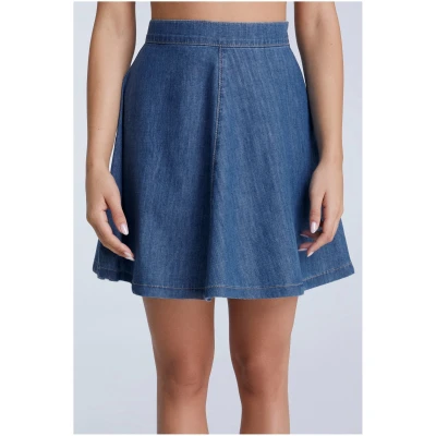 Evermind Damen vegan Rock Denim Crystal Blue