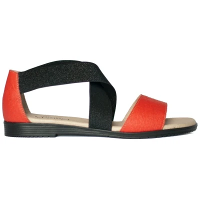 FAIRMA ETHICAL DESIGN Damen vegan Sandalen Flora Pinatex Bioeco Paprika Schwarz & Rot