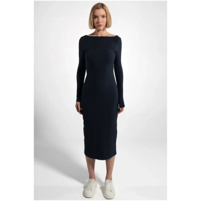 GORG Damen vegan Kleid Longsleeve Navy