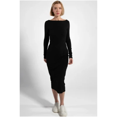 GORG Damen vegan Kleid Longsleeve Schwarz